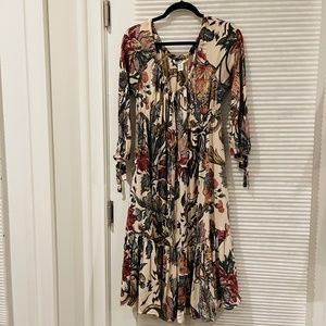 DIANE VON FURSTENBURG Silk Tent Dress Floral Pattern Size 12